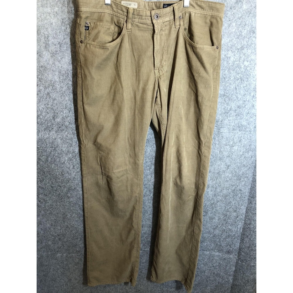AG Adriano Goldschmied Pants Mens 34 Tan Corduroy Protege Straight Leg Made USA